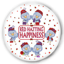 PURSE MIRROR &amp; ORGANZA BAG POUCH RED HAT HAPPY BLUE BIRDS FOR LADIES OF ... - $7.99