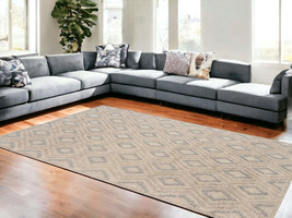 9&#39; X 13&#39; Tan Gray Diamond Lattice Modern Area Rug - $2,154.19