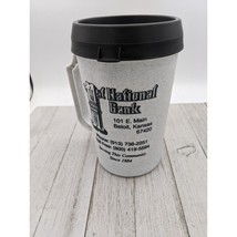 Vintage Thermal Black Gray 24oz Large Insulated Mug Cup Thermos w/Lid Bank Ads B - £11.72 GBP