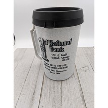 Vintage Thermal Black Gray 24oz Large Insulated Mug Cup Thermos w/Lid Bank Ads B - £11.92 GBP