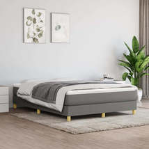 Box Spring Bed with Mattress Dark Gray 59.8&quot;x79.9&quot; Queen Fabric - £688.57 GBP
