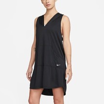 NIKE black hooded Racerback coverup dress size small athleisure travel v... - $33.87