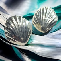 Vintage Sterling silver 925 sea shell earrings 9.6 Grams - £39.09 GBP