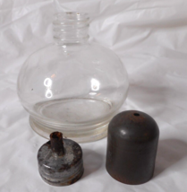 Antique Glass Apothecary Alcohol Oil Burner Lamp Light Screw Cap Snuffer 3 3/4&quot; - £7.77 GBP