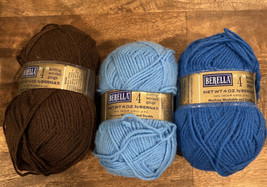 Mixed Lot of 3 BERNAT BERELLA Knitting Worsted Gauge 4 YARN 100% Acrylic 4 oz - £8.27 GBP