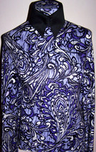 Violet Lavender and Purple Paisley Poly Knit Lycra Stretch Fabric 1 Yard 18 Inch - £28.77 GBP
