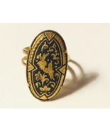 Vintage Spain Spanish Damascene Flower Bird Gold Tone Adjustable Ring Be... - €54,89 EUR