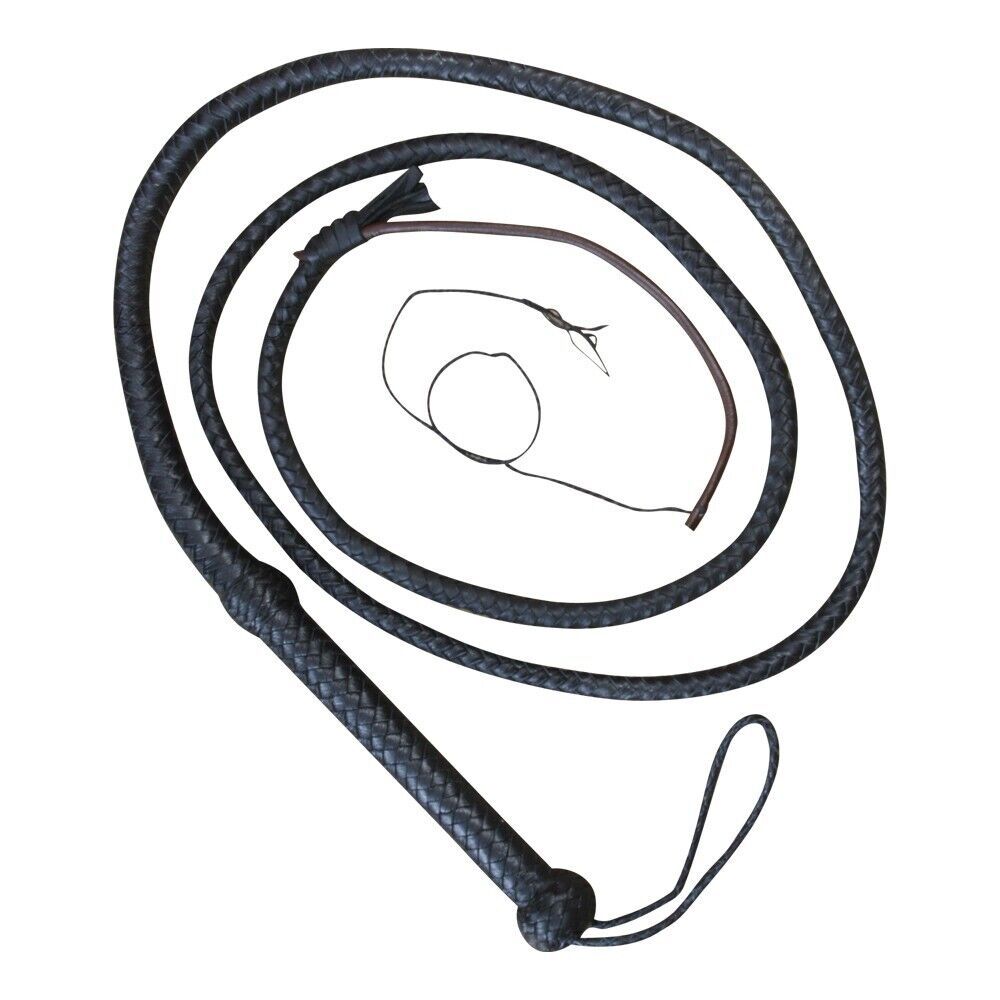 Cow Hide Leather Bullwhip 08 Feet Long Black 12 Plaits Indiana Jones Bullwhip