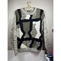 Vintage Street Scenes Knit Geometric Acrylic Sweater Multi Colored Mens ... - $716.11 MXN