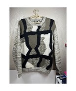 Vintage Street Scenes Knit Geometric Acrylic Sweater Multi Colored Mens ... - $716.11 MXN