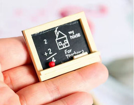 Dollhouse Wooden Chalk and Blackboard Set 1/12 Scale Random Drawing  (No... - $68.07 MXN
