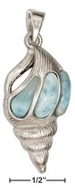 Sterling Silver Larimar Sea Shell Pendant - $114.99