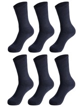 AWS/American Made 6 Pairs Solid Cotton Cushion Crew Socks for Women (Anthracite, - £15.72 GBP