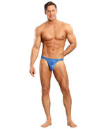 MENS MALE POWER BONG THONG SATIN BLUE - $28.52 CAD