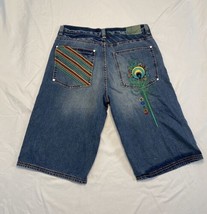 Coogi Denim Jean Shorts Men’s 40 Colorful Embroidered Peacock Feather St... - $29.03