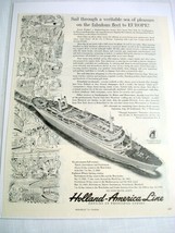 1960 Holland-America Line Cruise Ship Ad Ocean Liner - £7.85 GBP