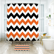 Chevron Pattern 04 Shower Curtain Bath Mat Bathroom Waterproof Decorative - £18.08 GBP+