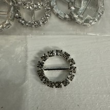 24 Round 3/4” Slides Buckles Rhinestone Silver Metal Slides Crafts Invit... - $14.84