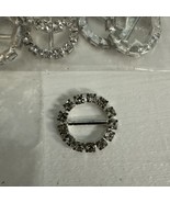 24 Round 3/4” Slides Buckles Rhinestone Silver Metal Slides Crafts Invit... - $14.84