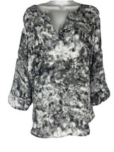 41 Hawthorn gray Roll Tab Sleeve Top Blouse Size M - £15.79 GBP