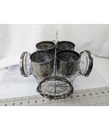 Dorothy Thorpe High Ball Glasses Coaster Wire Rack MCM Lot Silver Fade - £69.38 GBP