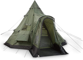 Waterproof Deluxe Teepee Camp Tent, 14 ft x 14 ft For 6 People, Olive Dr... - $268.59