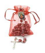  Catholic Rosary Necklace Red Sacred Heart of Jesus sagrado corazón de J... - £9.97 GBP