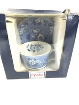  Spode Blue Room Botanical Blue Tea Cup Saucer Set New In Original Box - $30.37