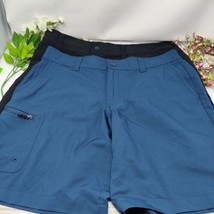 2X Magellan Outdoors Fish Gear BLACK Blue Water Repellent Shorts Sz 34 CARGO - $19.98