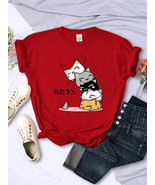 Cute Stacked Cats Sleeping Don&#39;T See The Mouse Print Women T-Shirt tops tee - $17.01