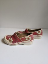 Dansko Red White Floral Shoes Size 38 7.5/8 Slip-on Nursing Comfortable Canvas - £14.92 GBP