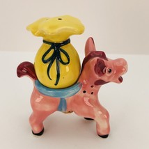 Vintage Donkey &amp; Bag Salt &amp; Pepper made in Japan Pink and Yellow 3.25&quot; high - £14.07 GBP