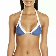 Seafolly Women&#39;s Block Party Wide Strap Slide Triangle Bikini Denim 4 New - £21.12 GBP