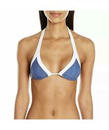 Seafolly Women&#39;s Block Party Wide Strap Slide Triangle Bikini Denim 4 New - $27.01