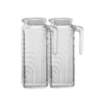 Bormioli Rocco Gelo Glass 1.2 Liter Jug with White Lid, Set of 2 - £44.28 GBP