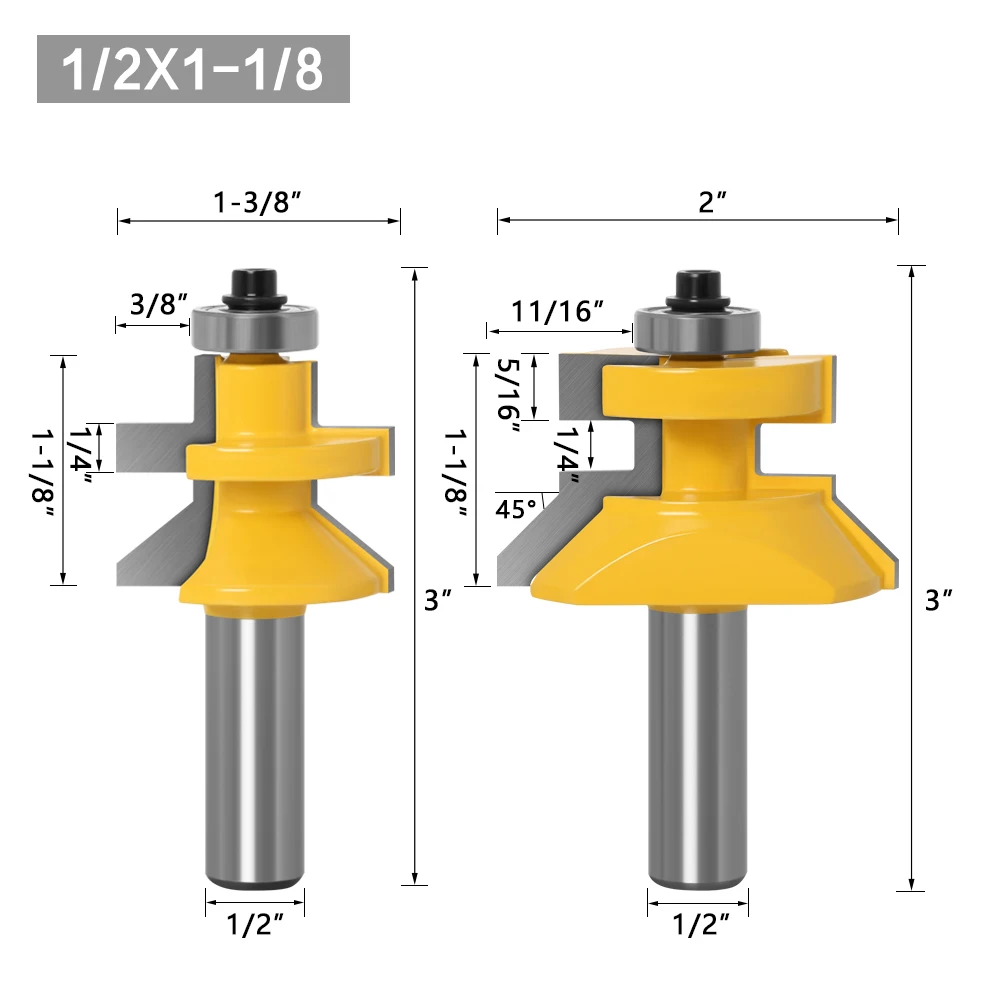 2pc 1/2&quot; 12mm 8mm Shank V Groove &amp; Matched Tongue Router Bit Set w/ prem ball in - £209.67 GBP