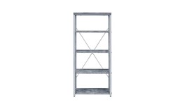 54&quot; Gray and Silver Metal Four Tier Etagere Bookcase - $191.86