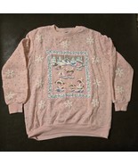 Vintage 80s Teddy Bear Ice Skating Sweatshirt M Cozy Pink Cottagecore Gr... - $2,241.09 MXN