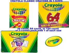 Crayola Classic Crayon Store 4 Choices 24 64 120 Coloring Book &amp; Drawing Crayons - £7.89 GBP+