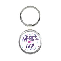 Worlds Best TWIN : Gift Keychain Great Floral Birthday Family Christmas Sibling - £6.38 GBP