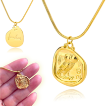 Athena Owl Coin Necklace | Ancient Greek Tetradrachm Choker | Athenian AOE Lette - £11.13 GBP