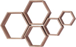 Hexagon Floating Shelves, Wall Mounted Wood Farmhouse Storage Honeycomb Wall - £38.16 GBP
