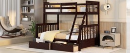Twin-Over-Full Bunk Bed with Ladders and Two Storage Drawers(Espresso) - $560.92