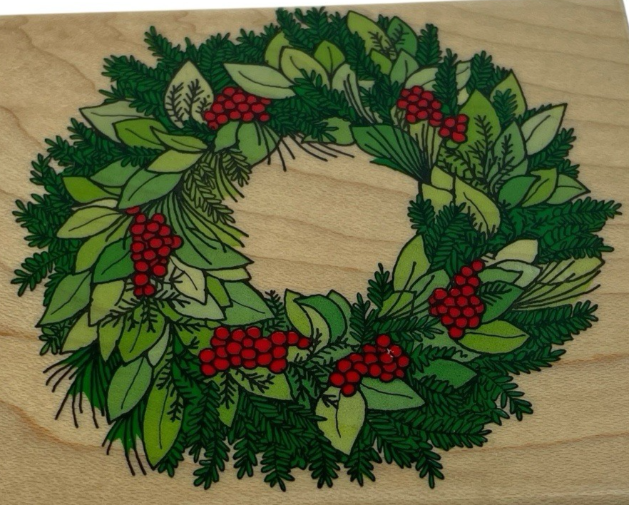 Hero Arts Holiday Wreath Rubber Stamp Christmas Scrapbook Cards Albums H145 Item image 7