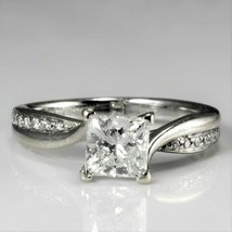 Engagement Ring 2.15Ct Princess Cut Simulated Diamond 14K White Gold in Size 6 - £213.45 GBP