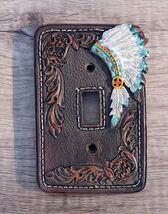 Set of 2 Faux Leather Tribal Indian Chief Headdress Single Toggle Switch... - €23,13 EUR