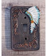 Set of 2 Faux Leather Tribal Indian Chief Headdress Single Toggle Switch... - €23,19 EUR