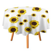 Mondxflaur Yellow Sunflower Tablecloth Round Kitchen Dining for Table De... - $15.99+