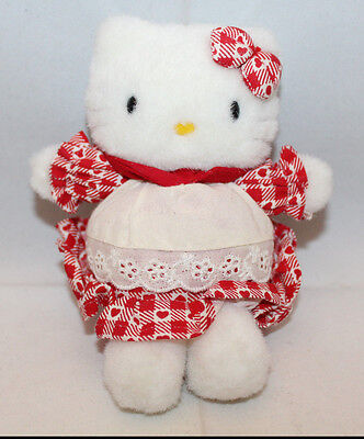 Primary image for Sanrio Japan Hello Kitty Plush 11cm 4.25" Tall Apron Heart Red No Tag Vintage