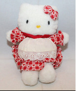 Sanrio Japan Hello Kitty Plush 11cm 4.25&quot; Tall Apron Heart Red No Tag Vi... - £40.25 GBP